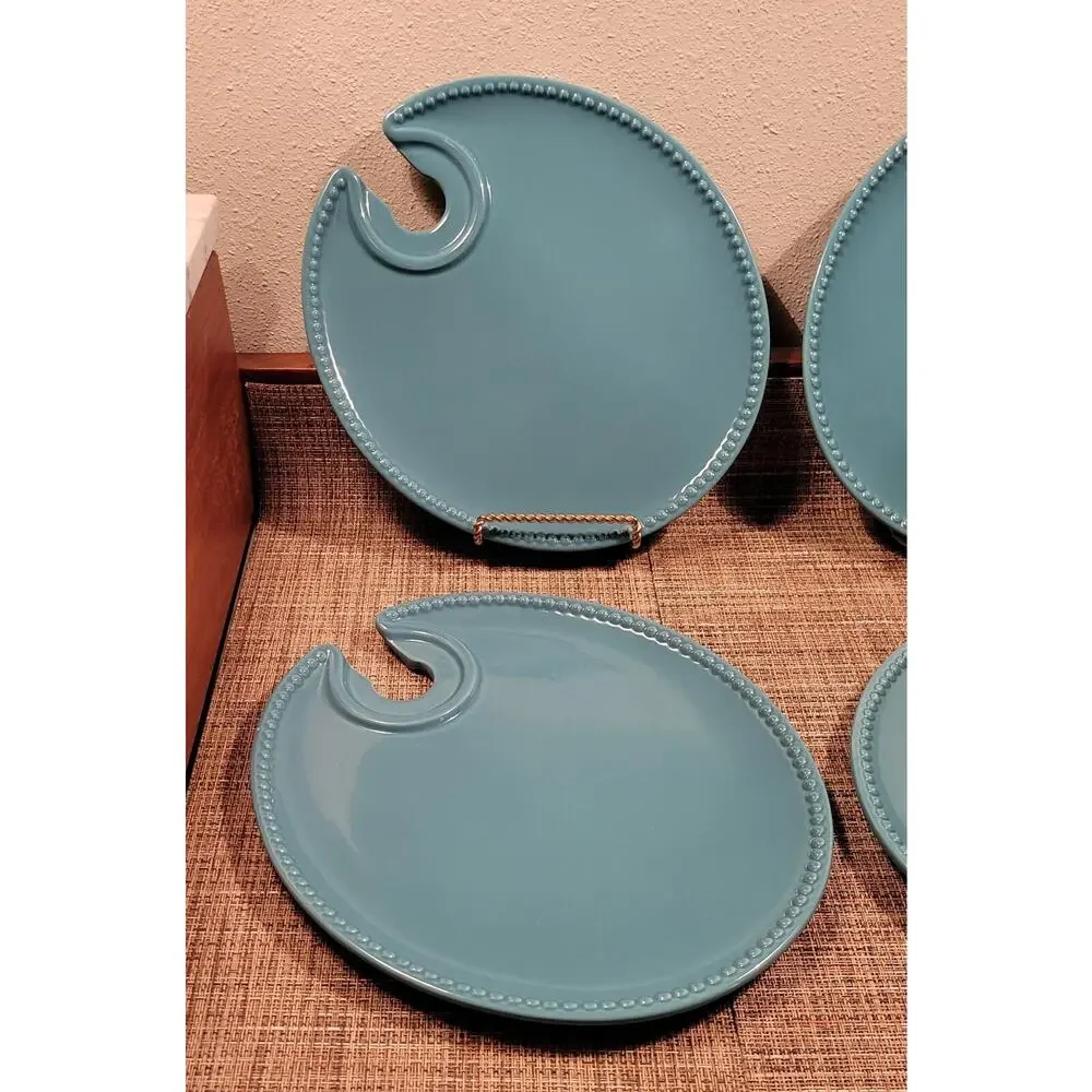 Pavillion Aqua Snack Plates Set Of 4, A Princess House Exclusive